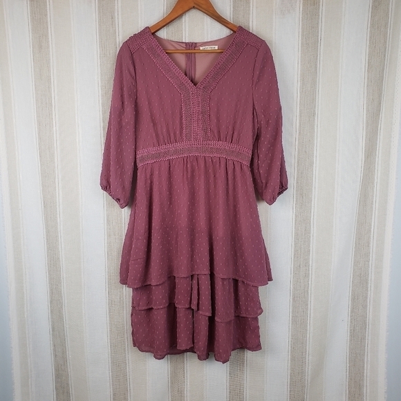 Jessakae Swiss Dot Midi Dress Mauve Pink Size Small‎ - Picture 1 of 11